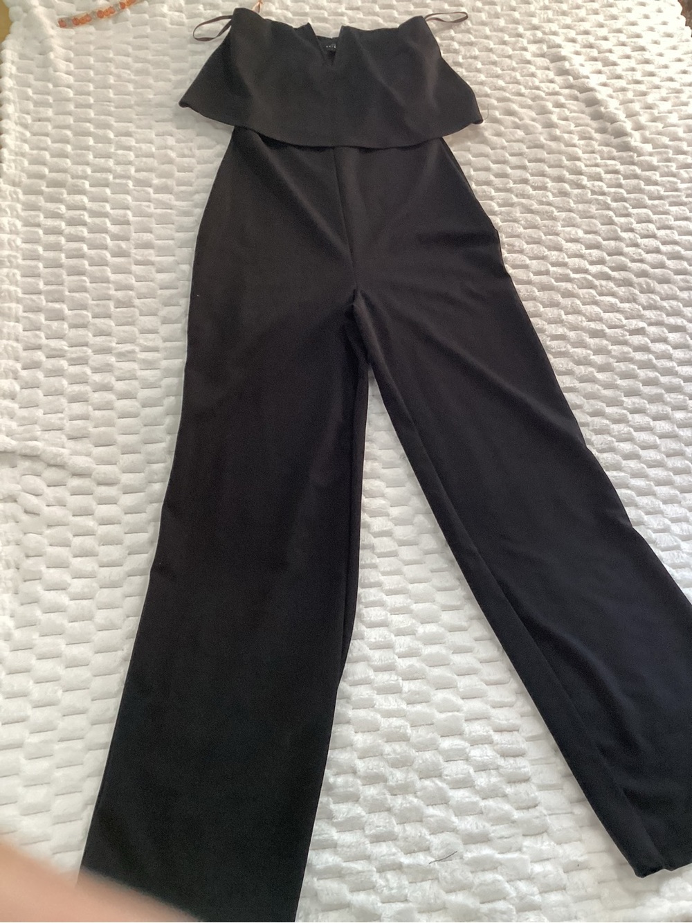 Saints Strapless Black Wide-Leg Jumpsuit size small #5A